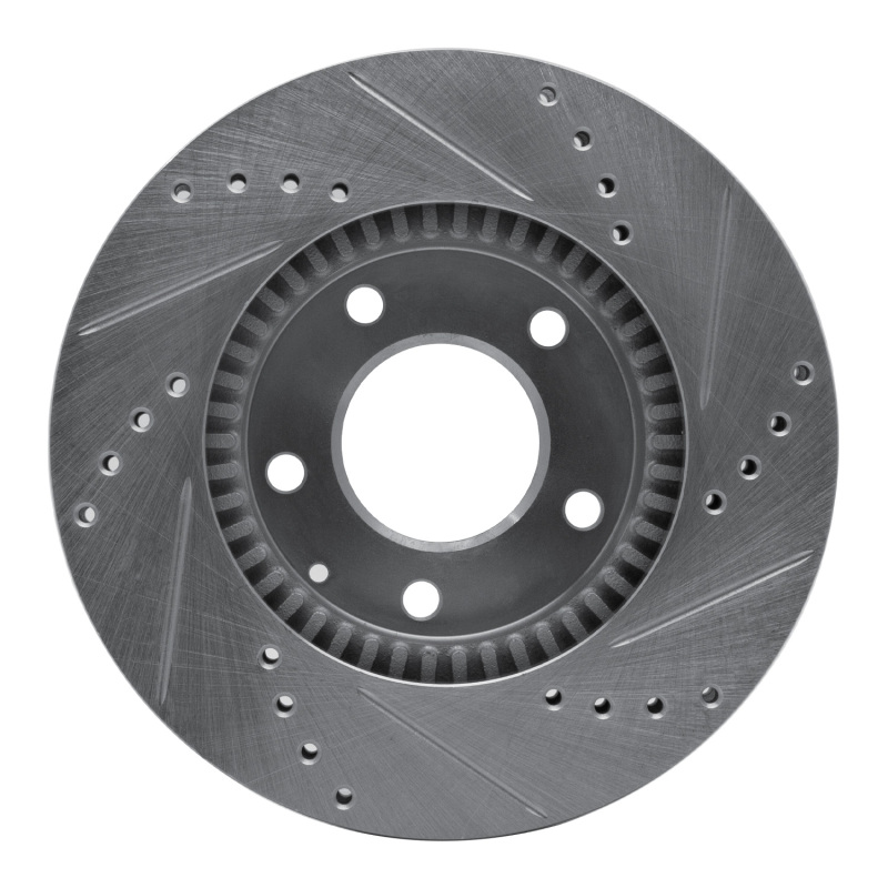 Mazda MPV Brake Rotor (1) - Front Left - R1 Concepts - Drilled & Slotted - Silver - `95-`06